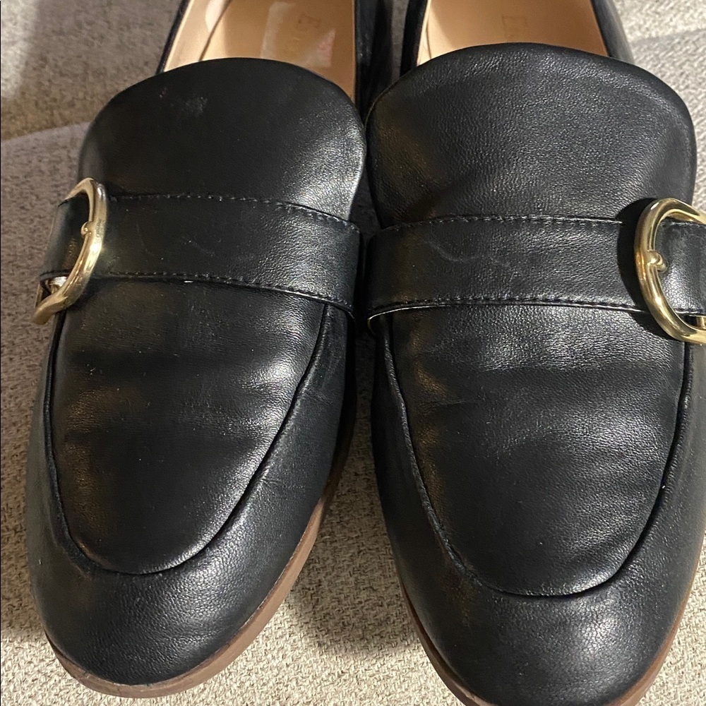 Essex Lane Gemma Black Leather Loafers – Gold Buckle – Sz 9 - Picture 9 of 10